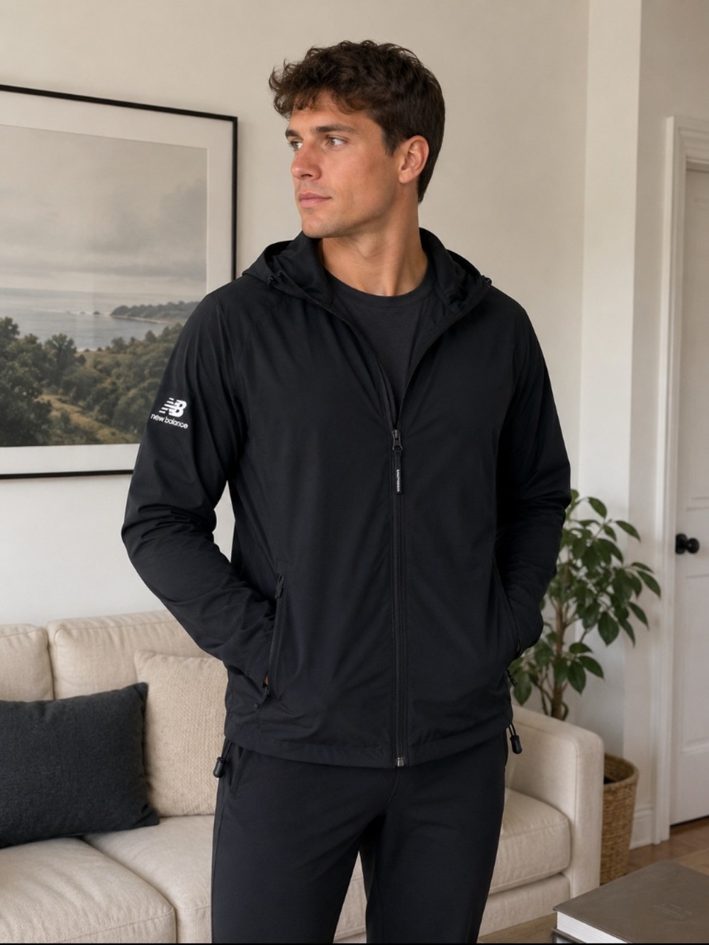New Balance Black Performance Zip Hoodie Jacket Men’s L Athletic Workout Gym
